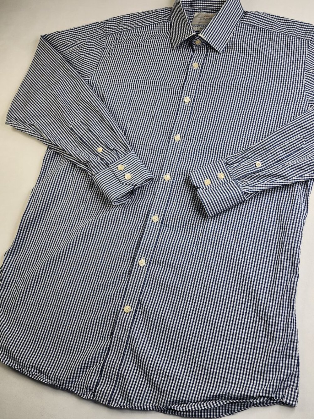 Hawes & Curtis London Mens 16 35 St James Slim Fit Blue White Check Dress Shirt
